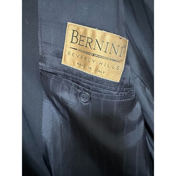 Bernini of Beverly Hills Men's Wool 3-Button Black Jacket Made In Italy Size 38R - Picture 3 of 4